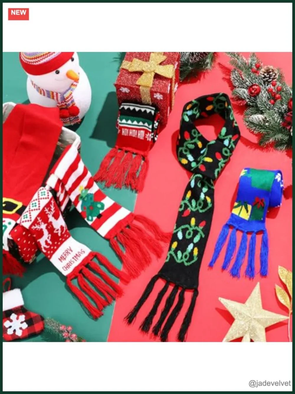 6 Pcs Knitted Holiday Scarf Set with Tassels Soft Acrylic Wraps